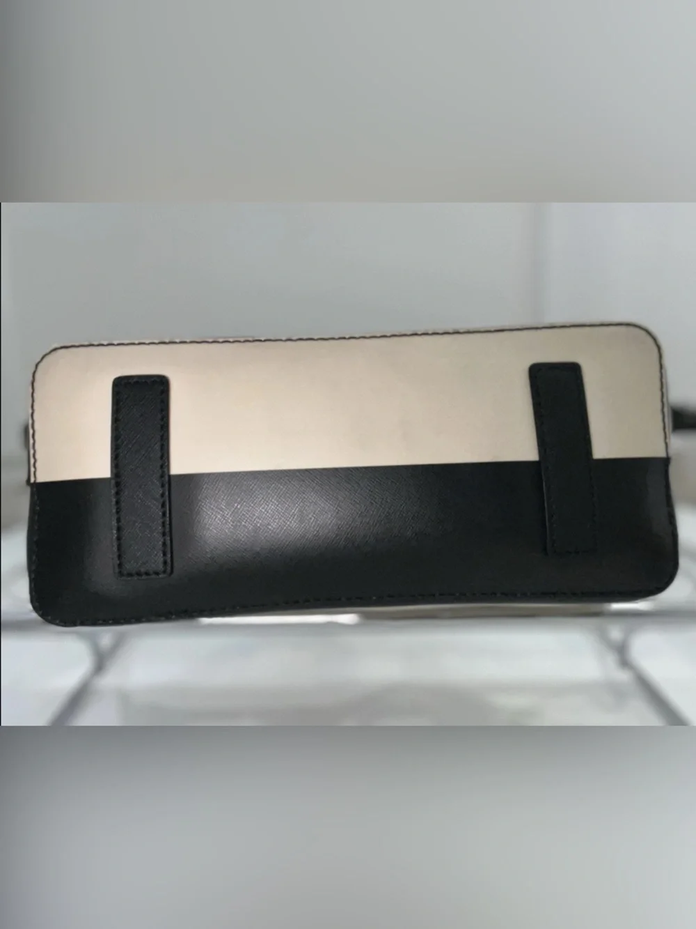 kate spade Black and Cream Striped Tote with Top Handles